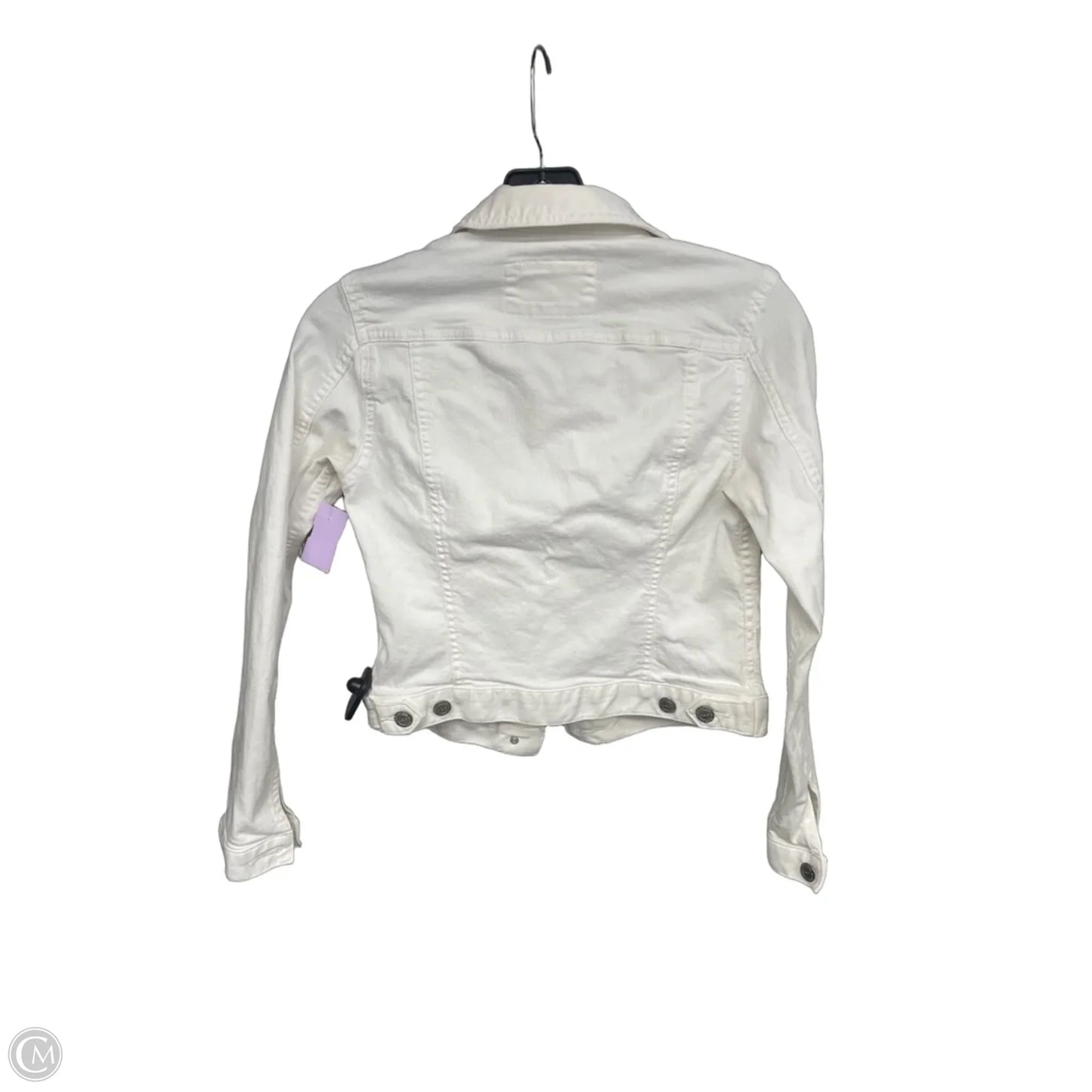 Jacket Denim By Loft In White Denim, Size: Xxs