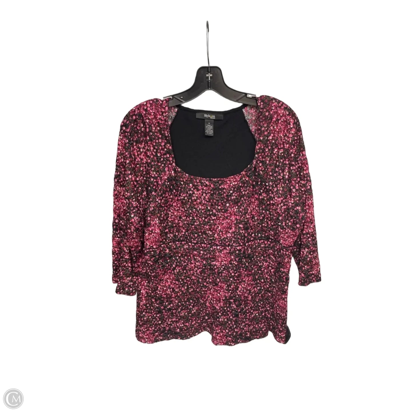 Top 3/4 Sleeve By Style And Company In Pink & Red, Size: 1x