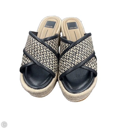 Sandals Heels Wedge By Dolce Vita In Black & Cream, Size: 7.5