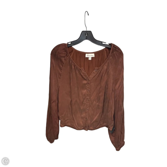 Top Long Sleeve By Cloth & Stone In Brown, Size: M
