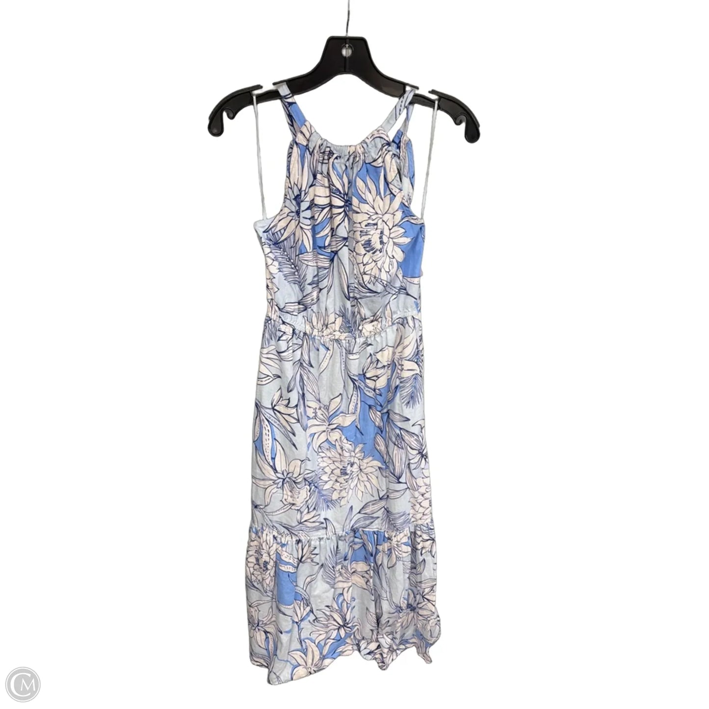 Dress Casual Maxi By Halston In Blue & White, Size: S