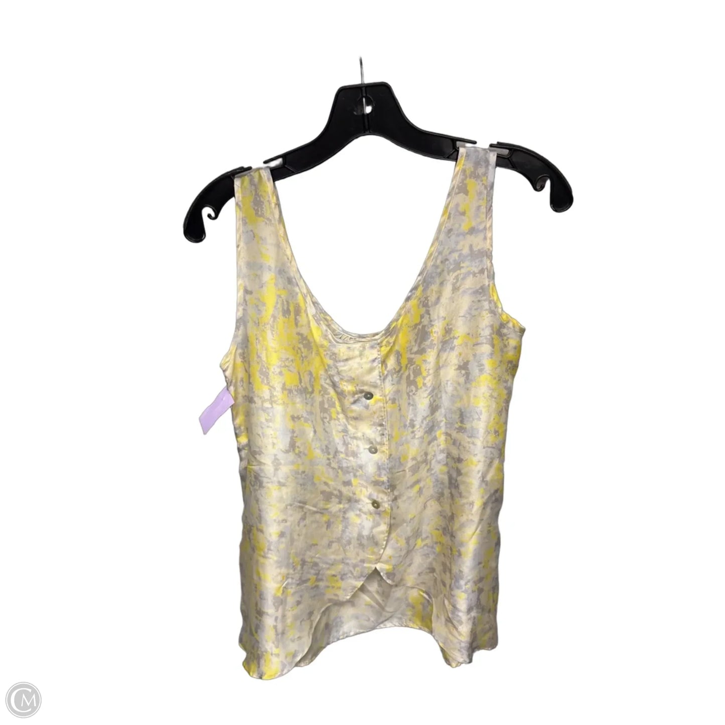 Top Sleeveless By Cabi In Grey & Yellow, Size: S