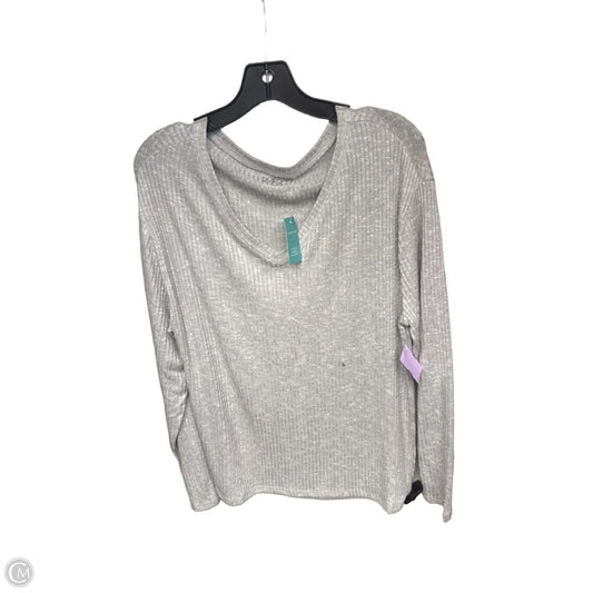 Top Long Sleeve Basic By Maurices In Grey, Size: L