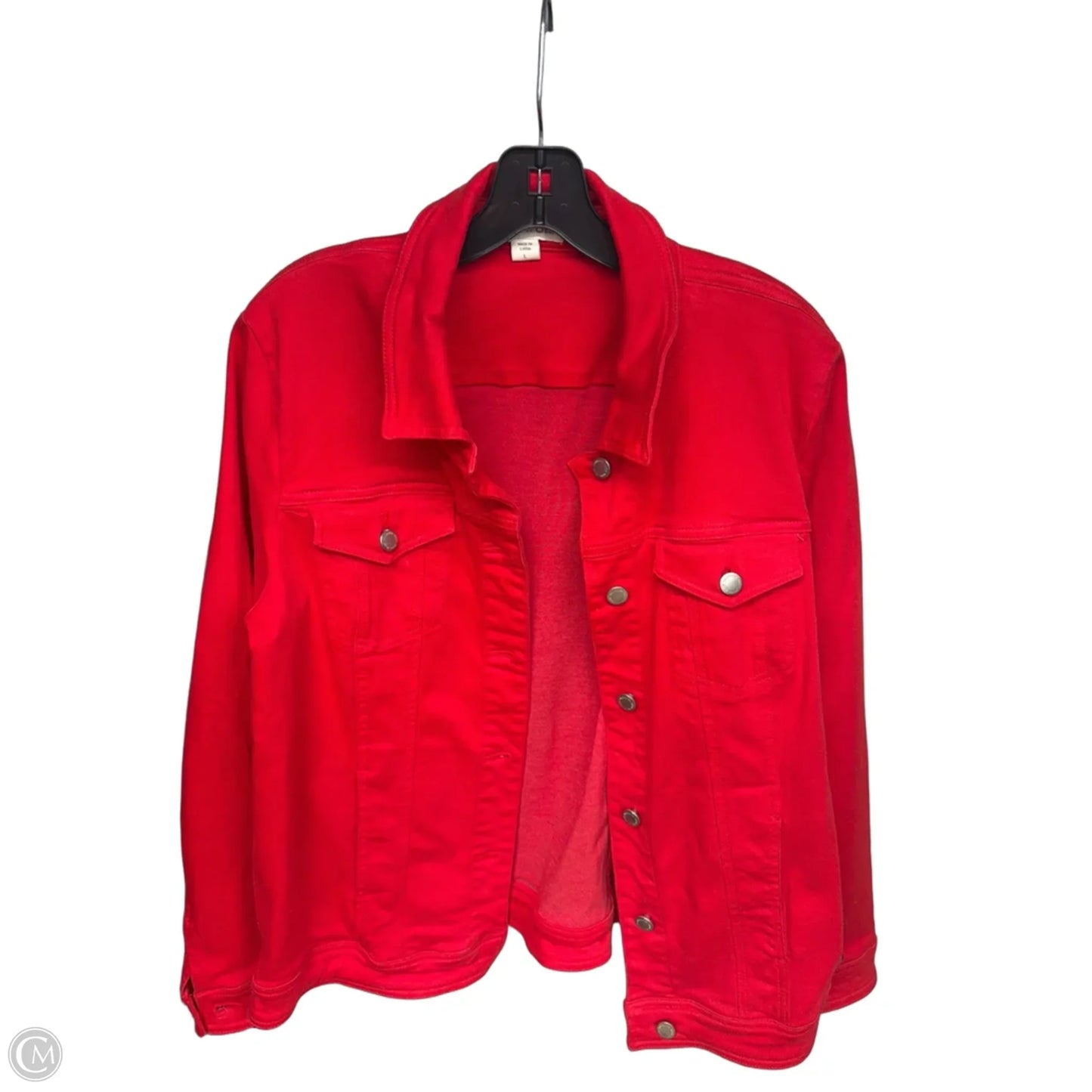 Jacket Denim By Coldwater Creek In Red Denim, Size: L