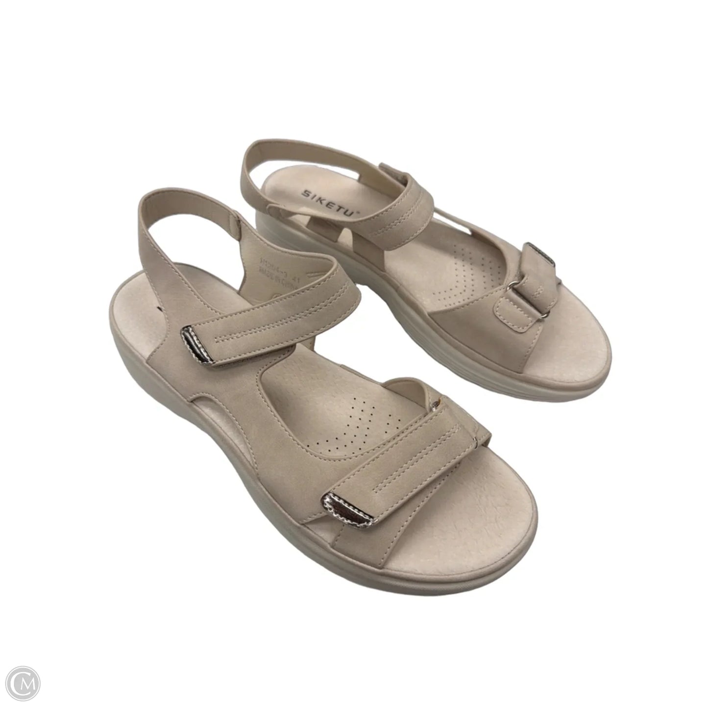 Sandals Heels Wedge By Clothes Mentor In Beige, Size: 9.5