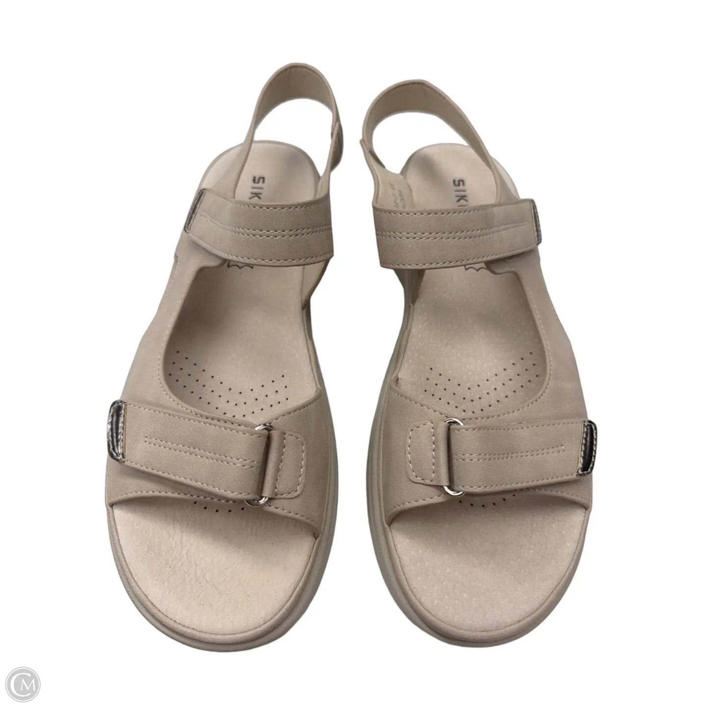 Sandals Heels Wedge By Clothes Mentor In Beige, Size: 9.5