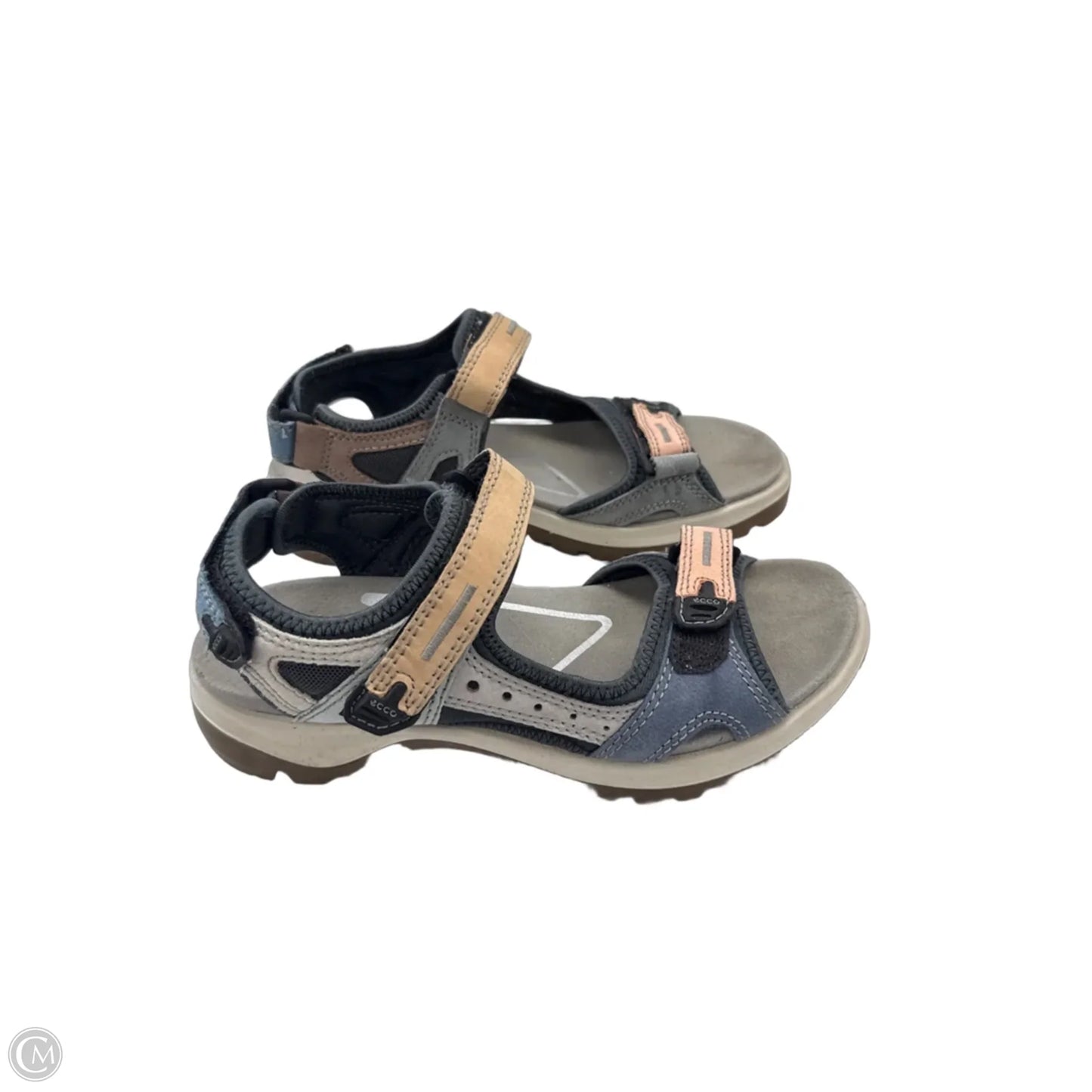 Sandals Flats By Ecco In Blue & Pink, Size:
