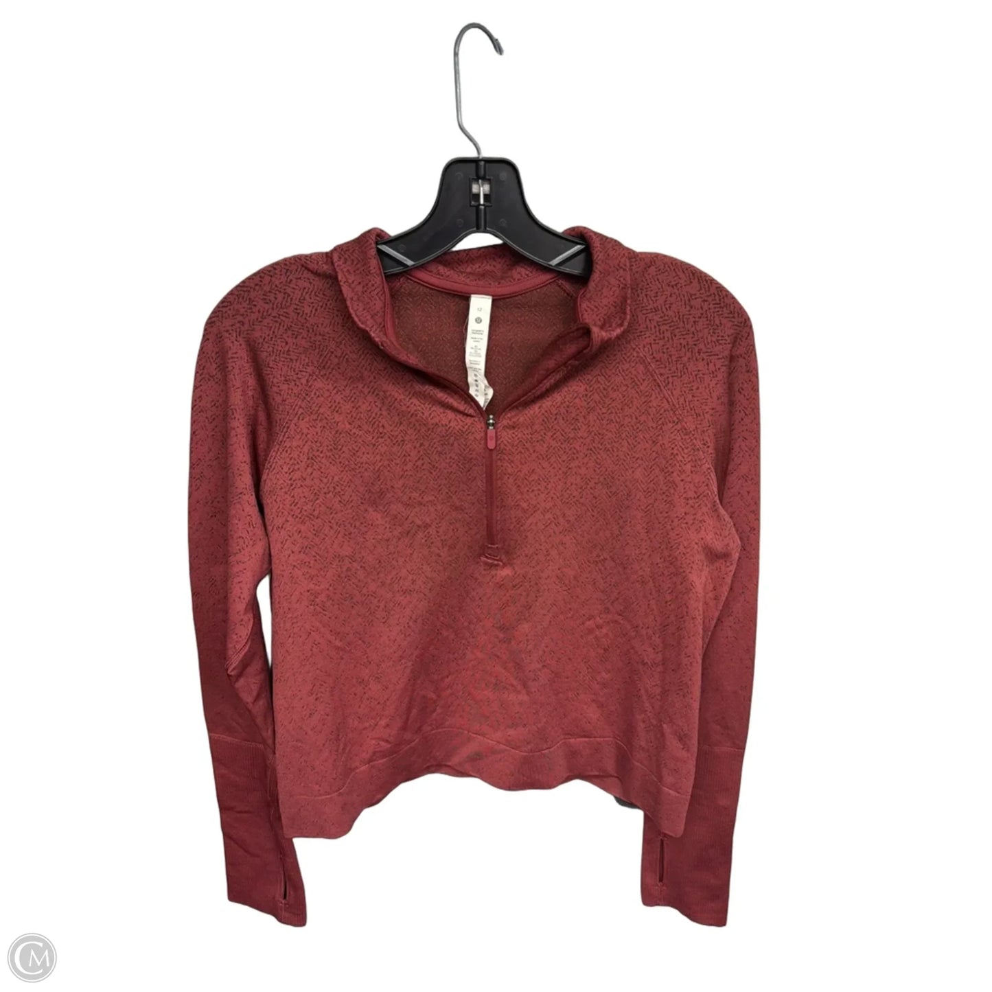 Athletic Top Long Sleeve Collar By Lululemon In Pink, Size: 12