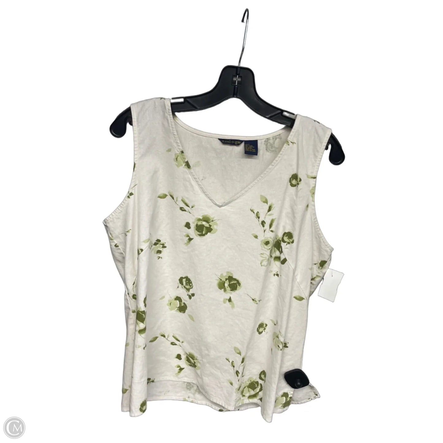 Top Sleeveless By Clothes Mentor In Green & White, Size: L