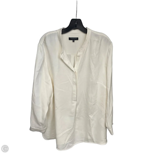 Blouse Designer By Lafayette 148 In Cream, Size: 2x
