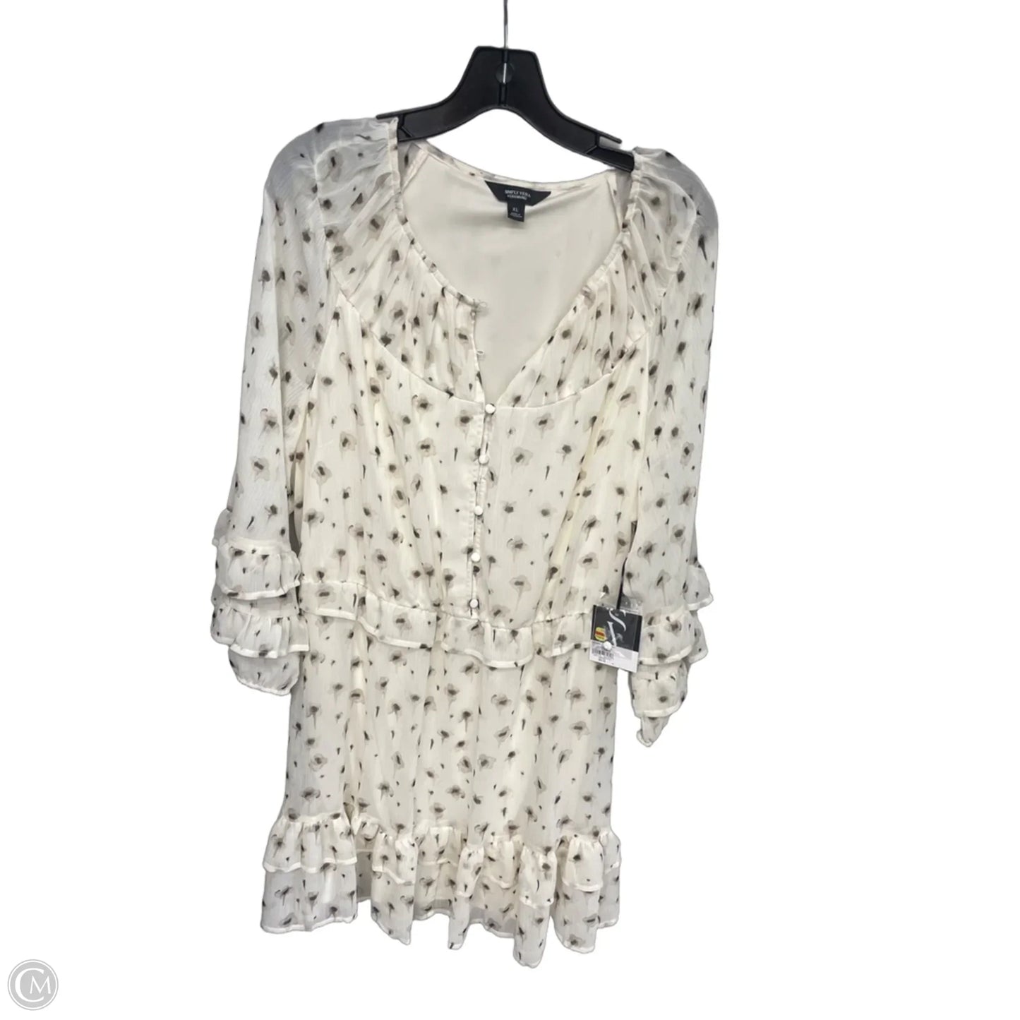 Dress Casual Midi By Simply Vera In Black & Cream, Size: Xl