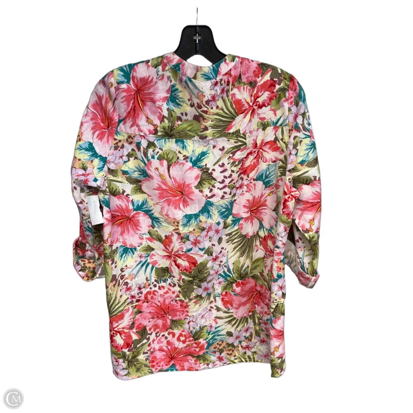 Top Long Sleeve By Coral Bay In Tropical Print, Size: M