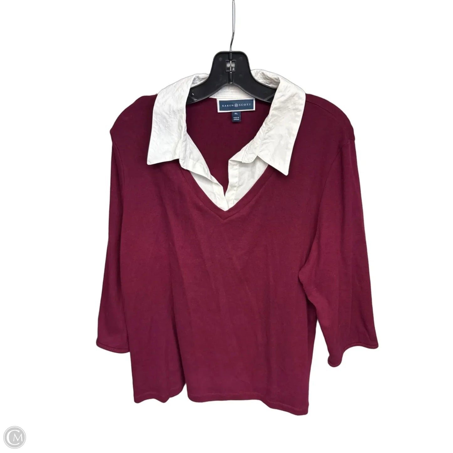 Top Long Sleeve By Karen Scott In Maroon, Size: Xl
