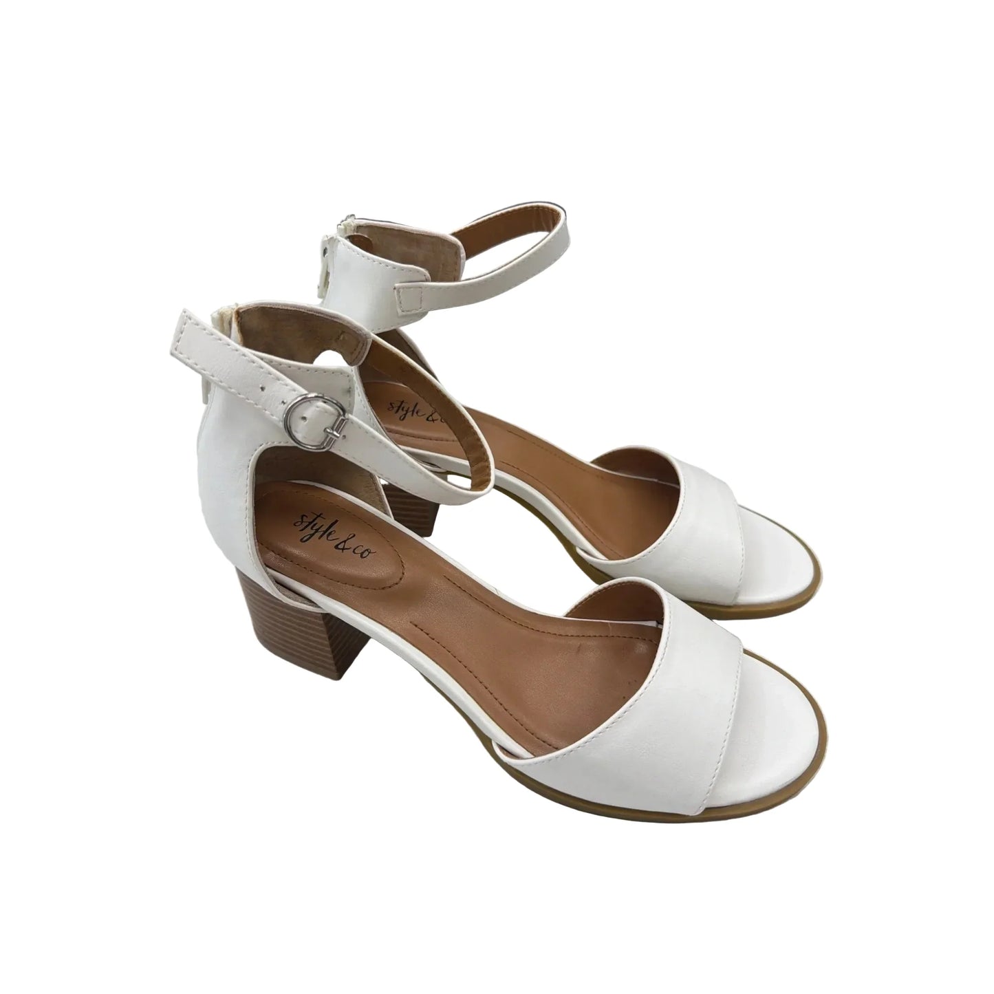 Sandals Heels Block By Style And Company In White, Size: 7.5
