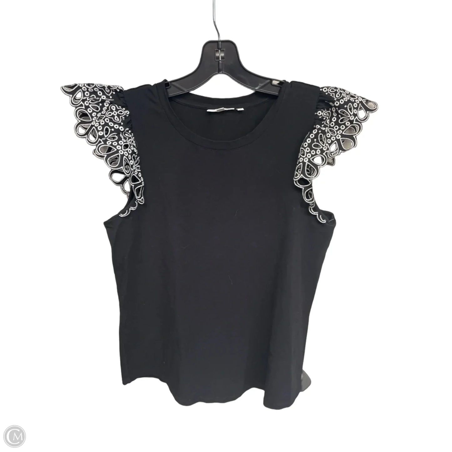 Top Short Sleeve By Chicos In Black & White, Size: L