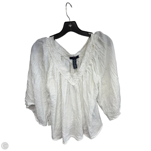 Top 3/4 Sleeve By Chaps In White, Size: S