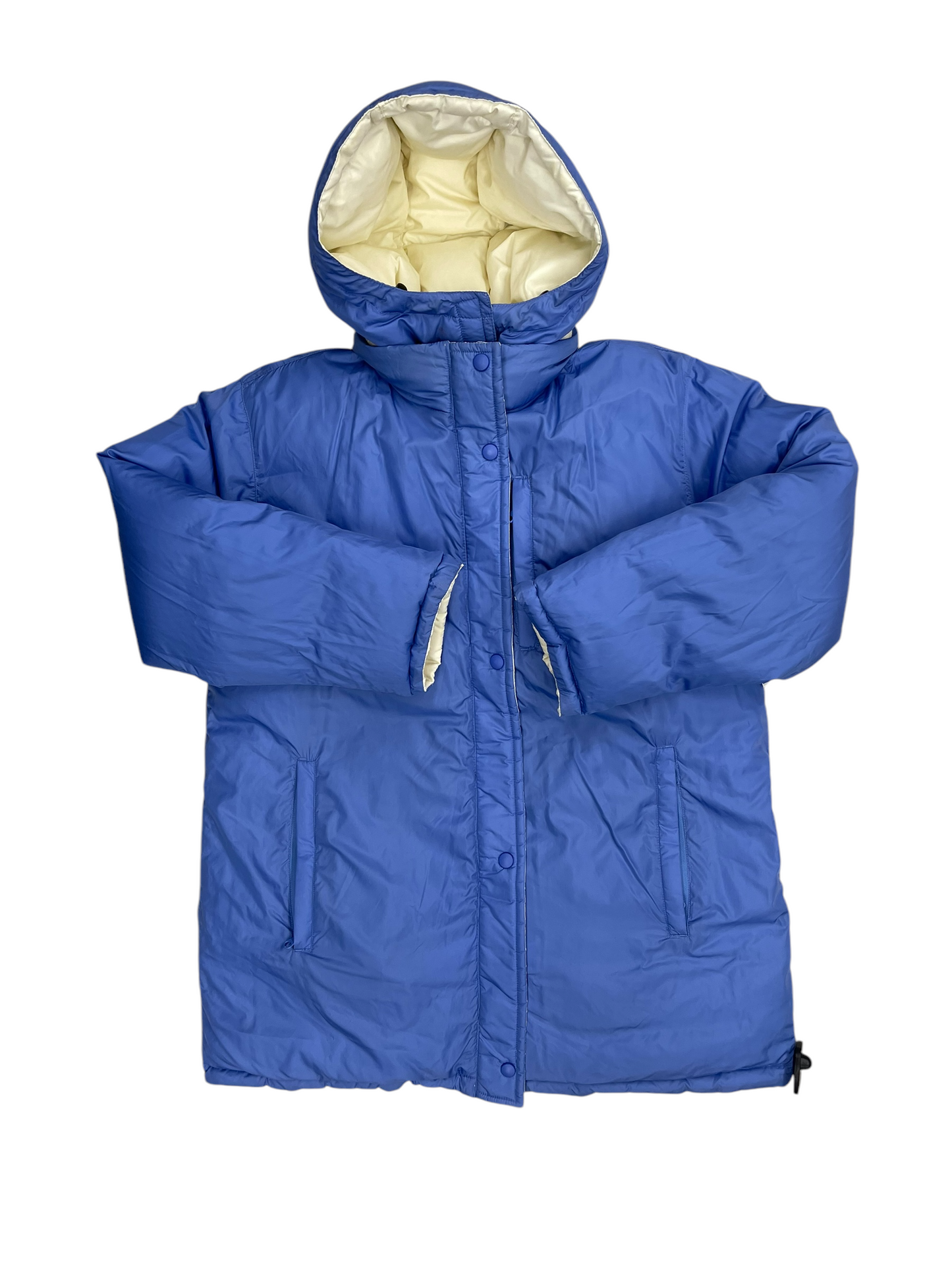 Coat Puffer & Quilted By Lands End In Blue & Cream, Size: M