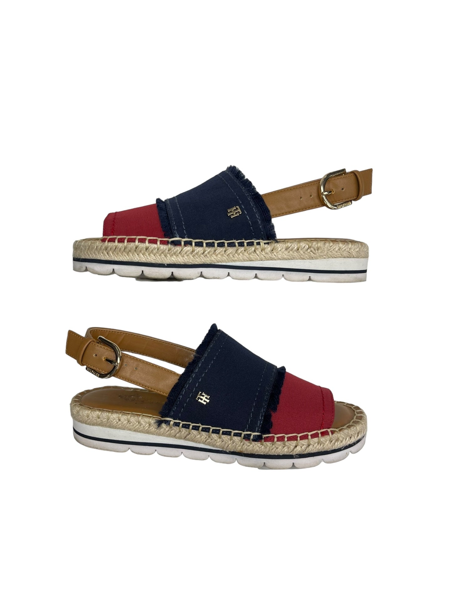 Blue & Red Sandals Designer Tommy Hilfiger, Size 5.5