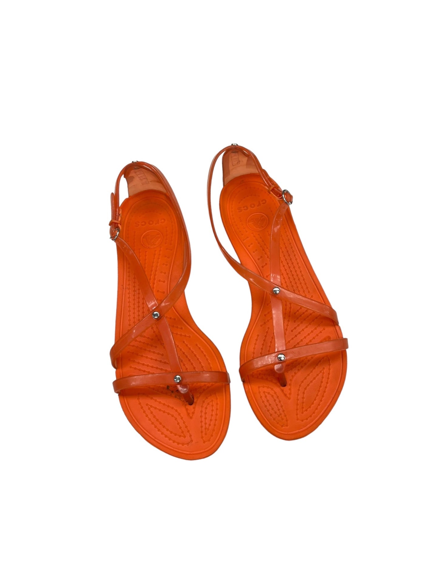 Orange Sandals Flats Crocs, Size 8