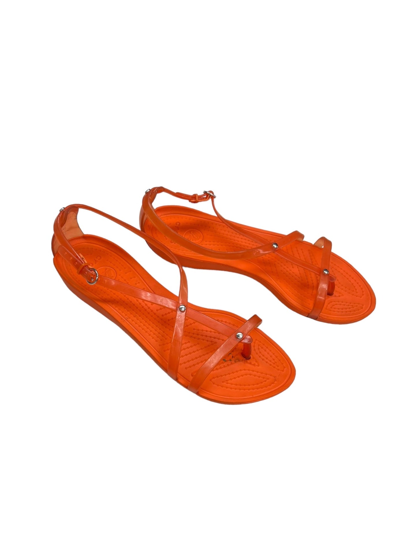 Orange Sandals Flats Crocs, Size 8