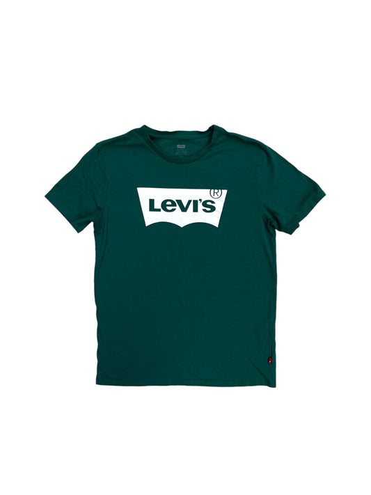 Top Short Sleeve By Levis In Green & White, Size: S