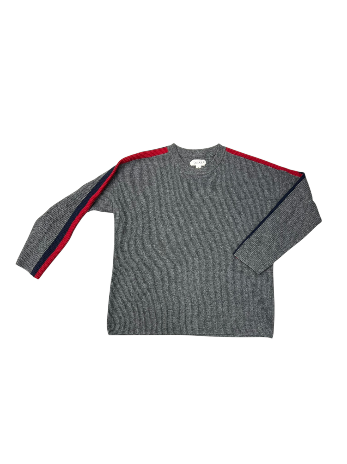 Sweater Cashmere By Velvet In Grey & Red, Size: M