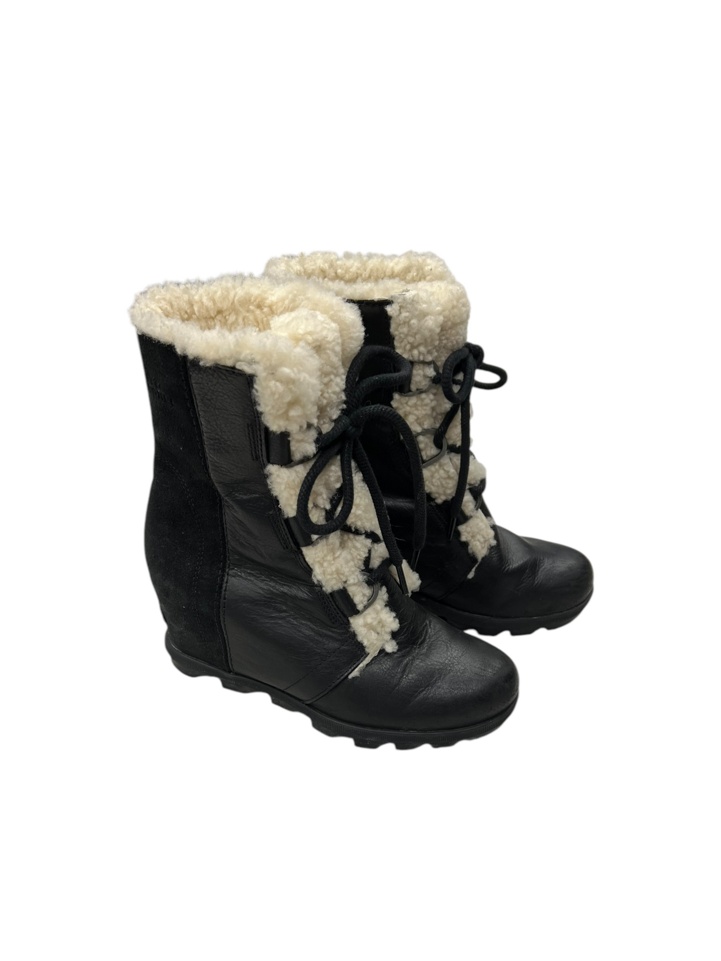 Boots Ankle Heels By Sorel In Black & Cream, Size: 8.5