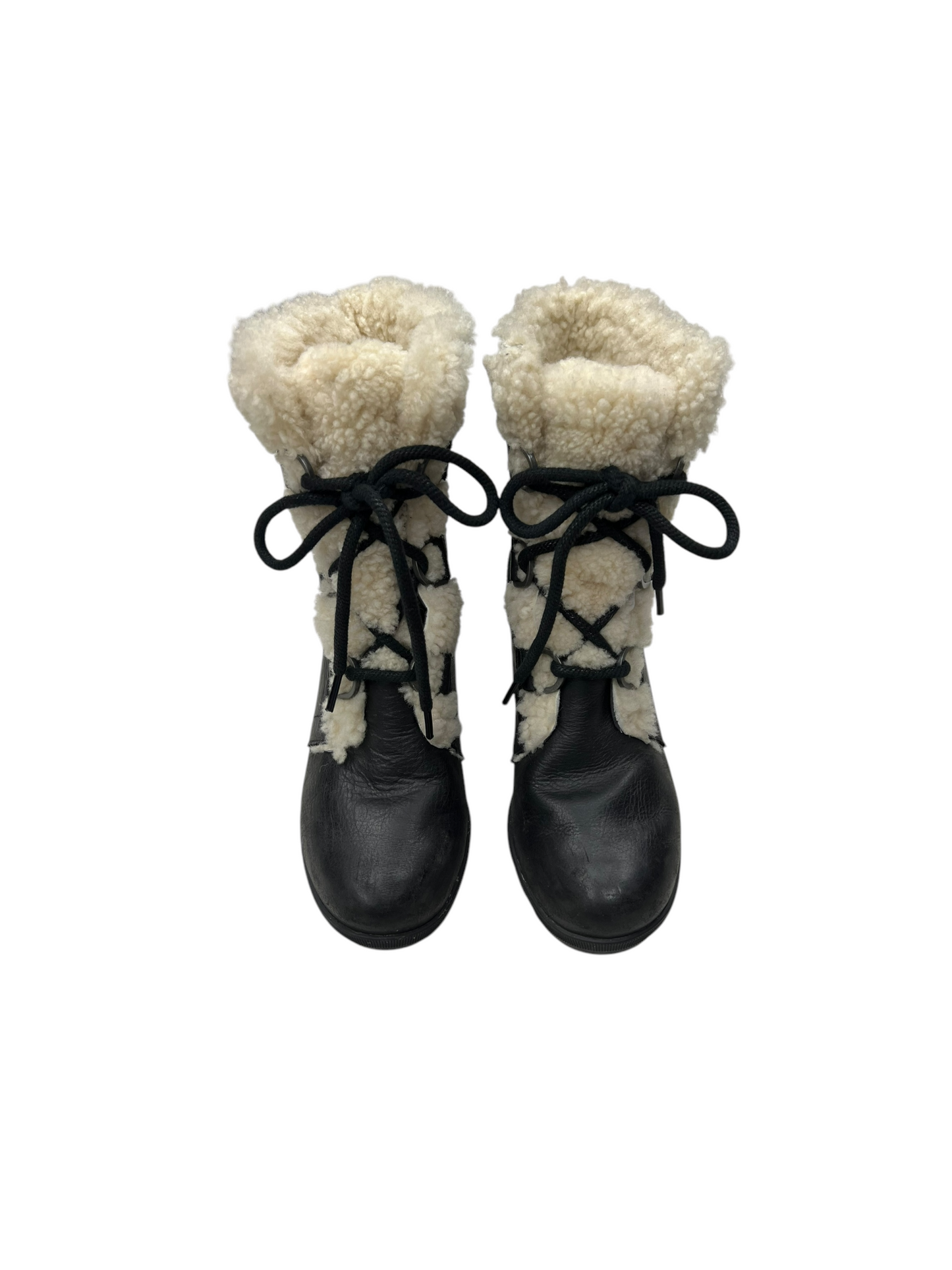 Boots Ankle Heels By Sorel In Black & Cream, Size: 8.5