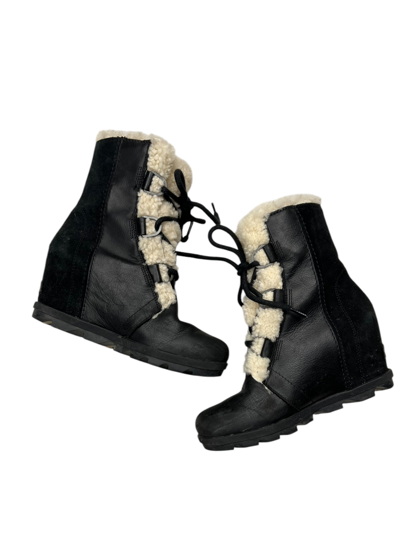 Boots Ankle Heels By Sorel In Black & Cream, Size: 8.5