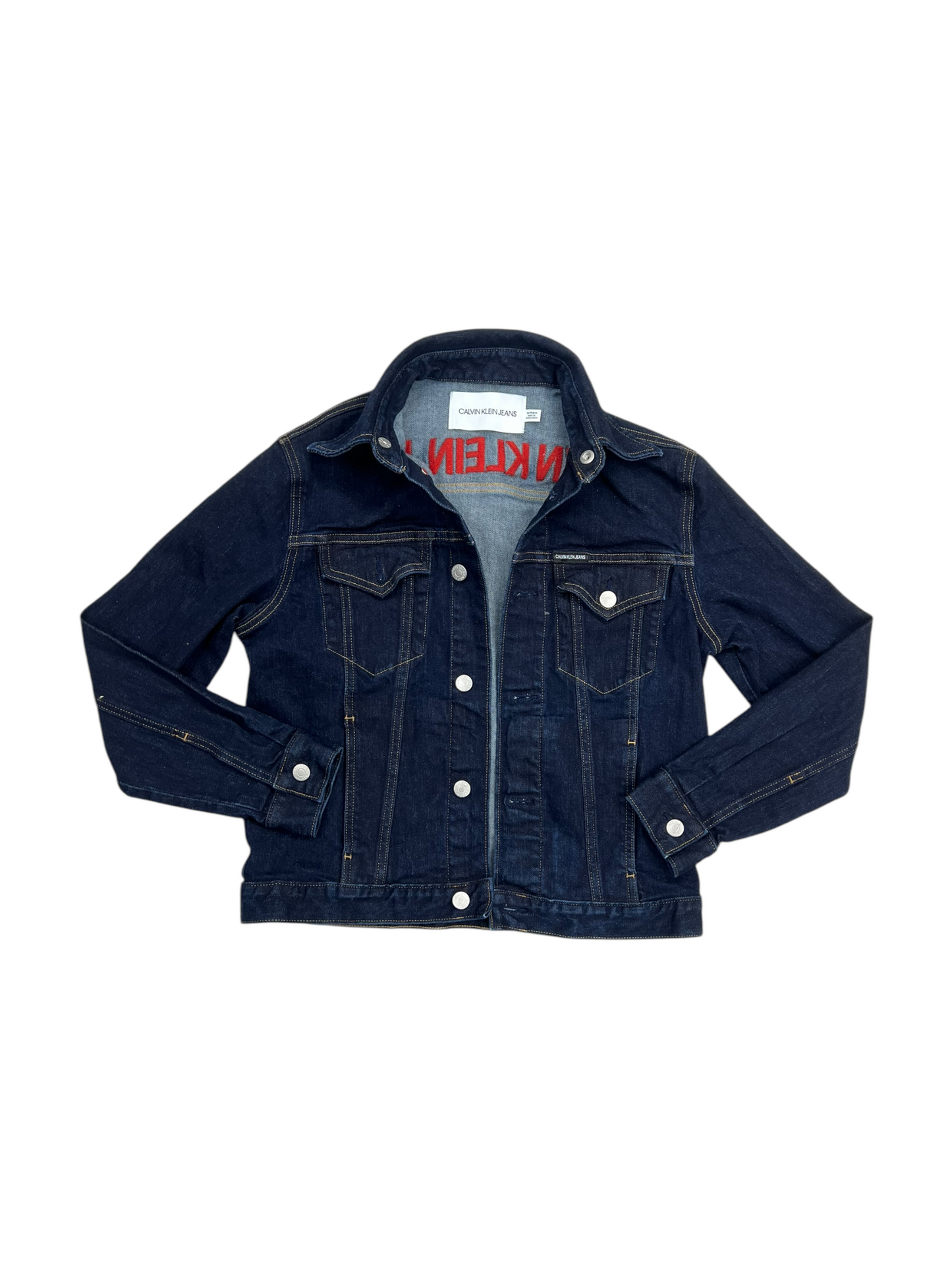 Jacket Denim By Calvin Klein In Blue Denim, Size: Xs