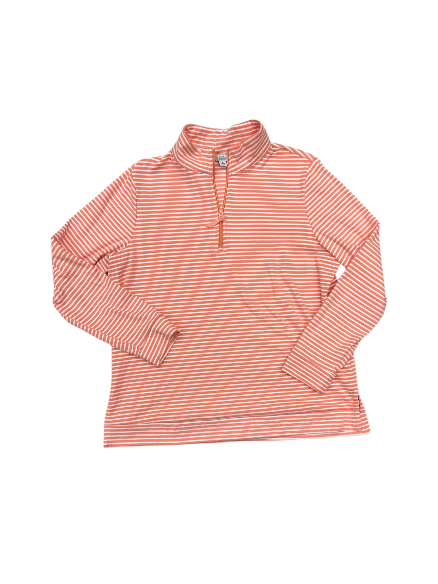 Top Long Sleeve By Croft And Barrow In Orange & White, Size: Xl