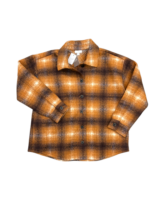 Jacket Shirt By J. Jill In Brown & Orange, Size: Lp