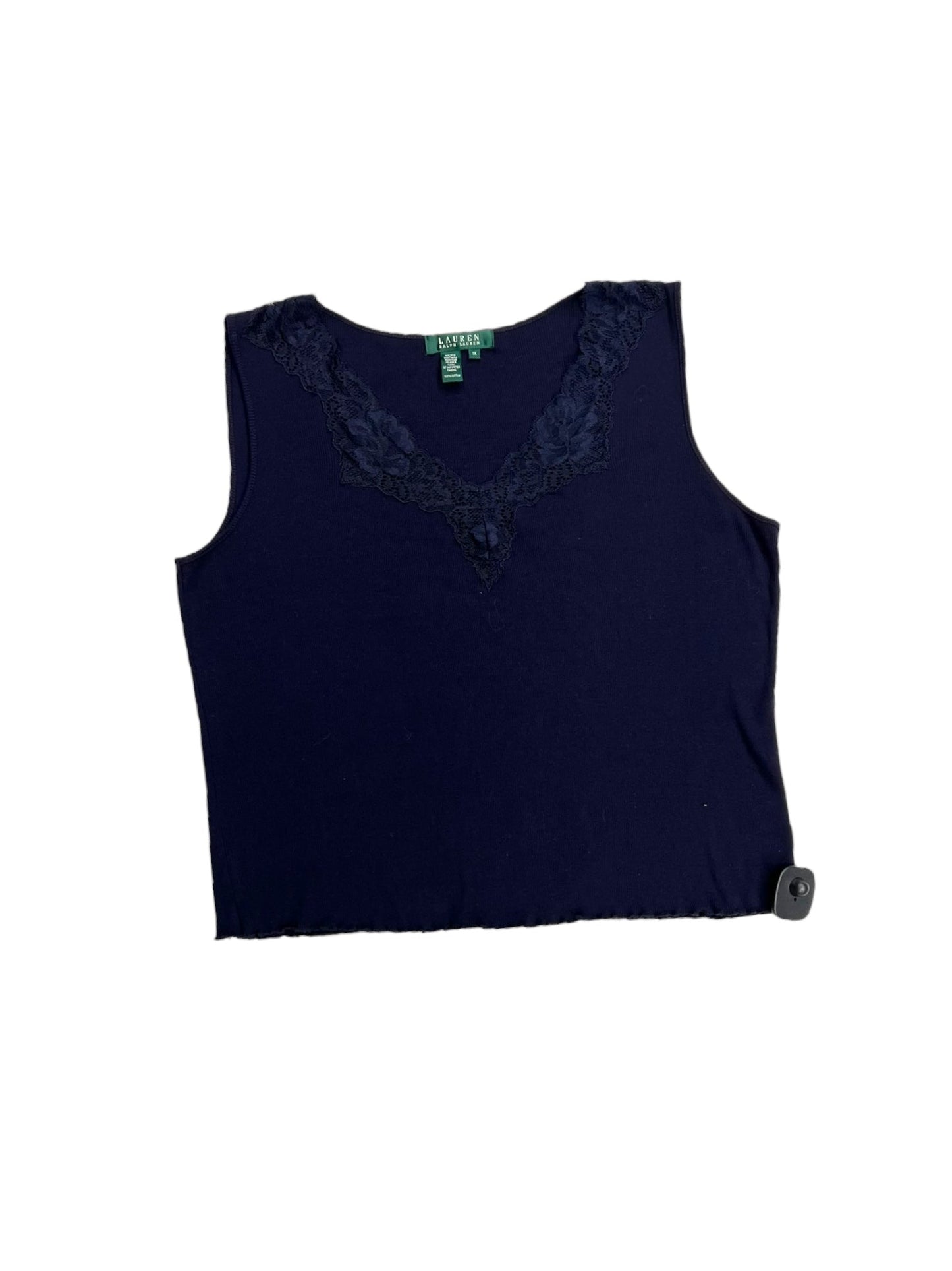 Navy Top Sleeveless Basic Lauren By Ralph Lauren, Size 1x