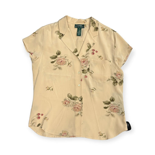 Floral Print Top Short Sleeve Lauren By Ralph Lauren, Size 10