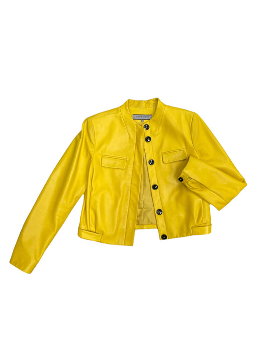 Jacket Leather By Anne Klein In Yellow, Size: 8