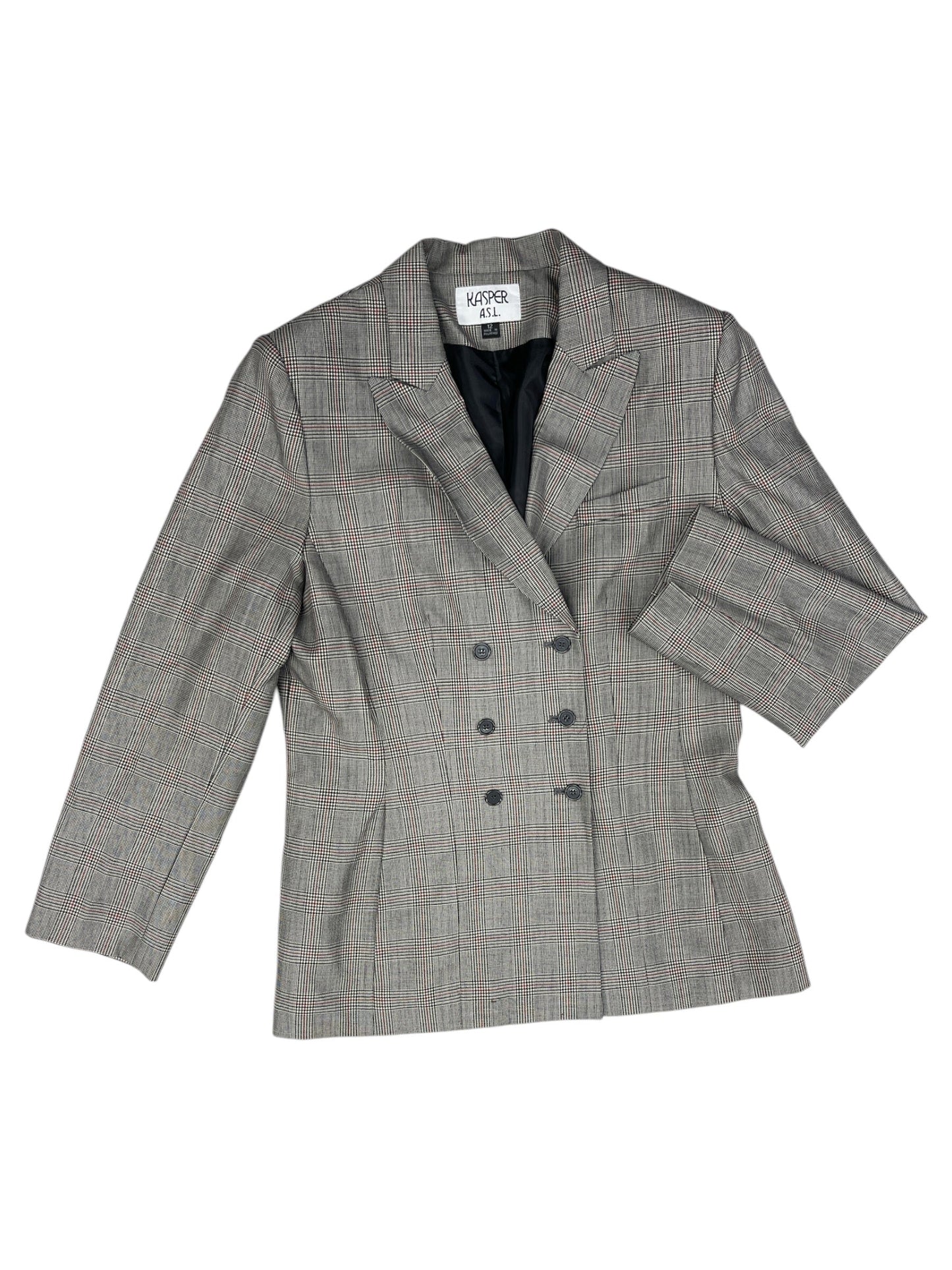 Blazer By Kasper In Plaid Pattern, Size: 12