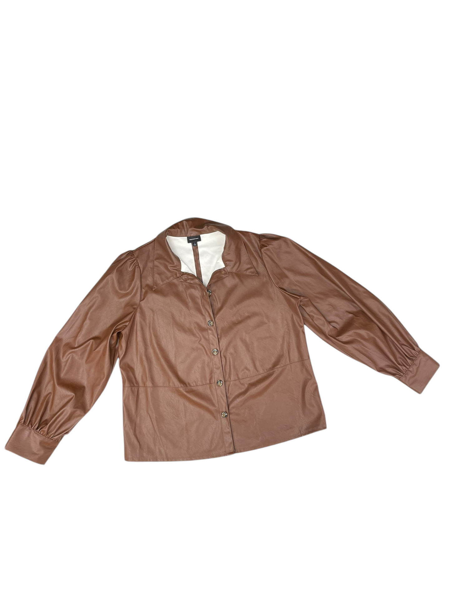 Top Long Sleeve By Who What Wear In Brown, Size: L