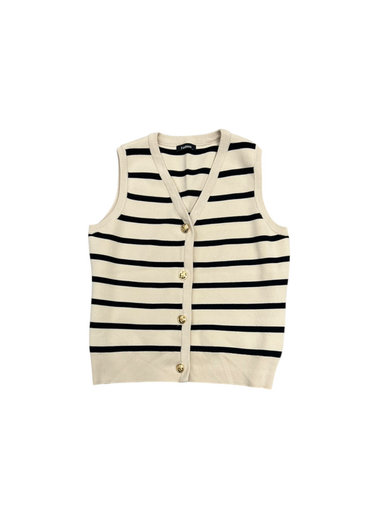 Vest Sweater By FASHION In Striped Pattern, Size: L