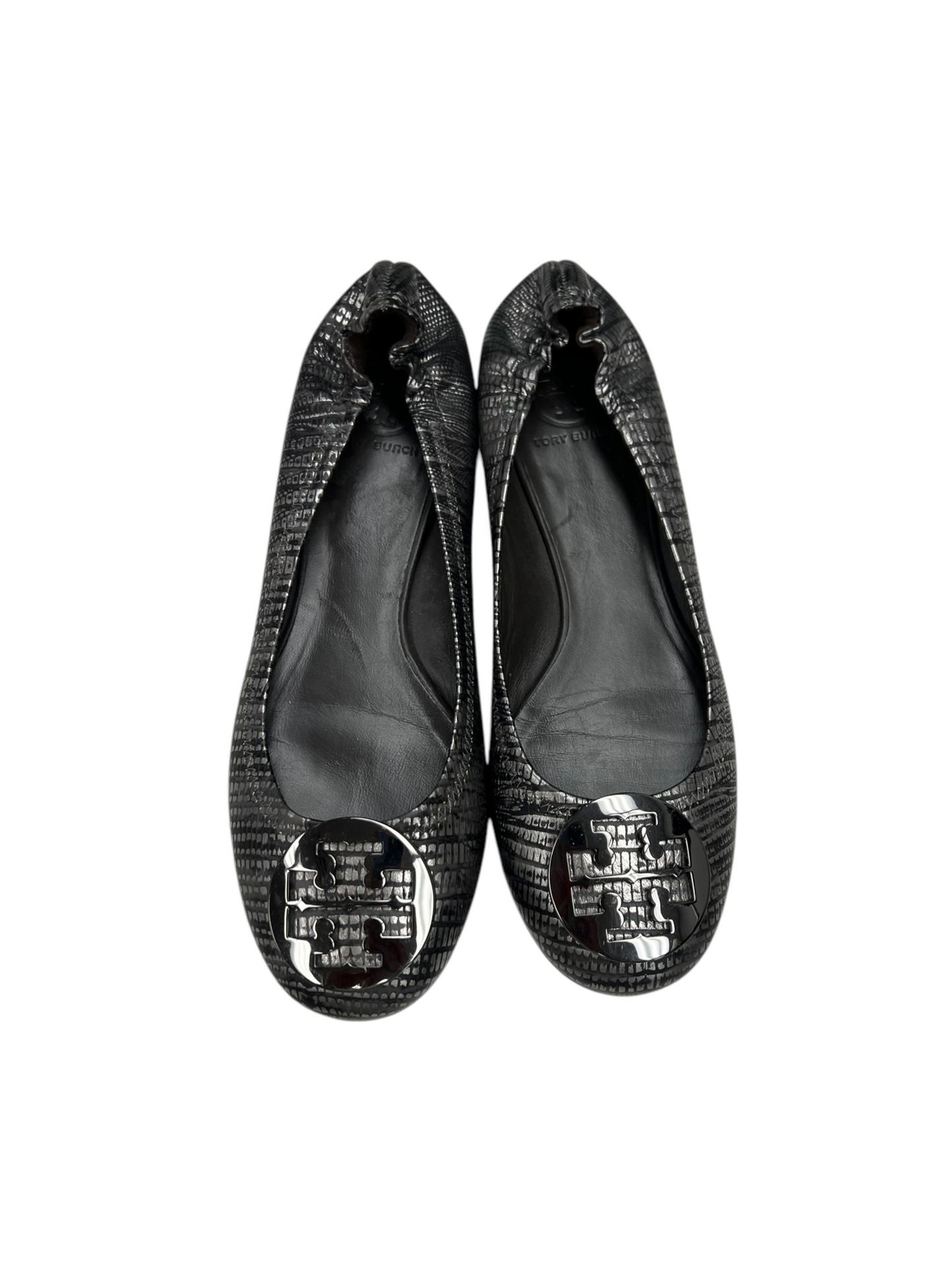 Shoes Designer By Tory Burch In Black & Silver, Size: 10