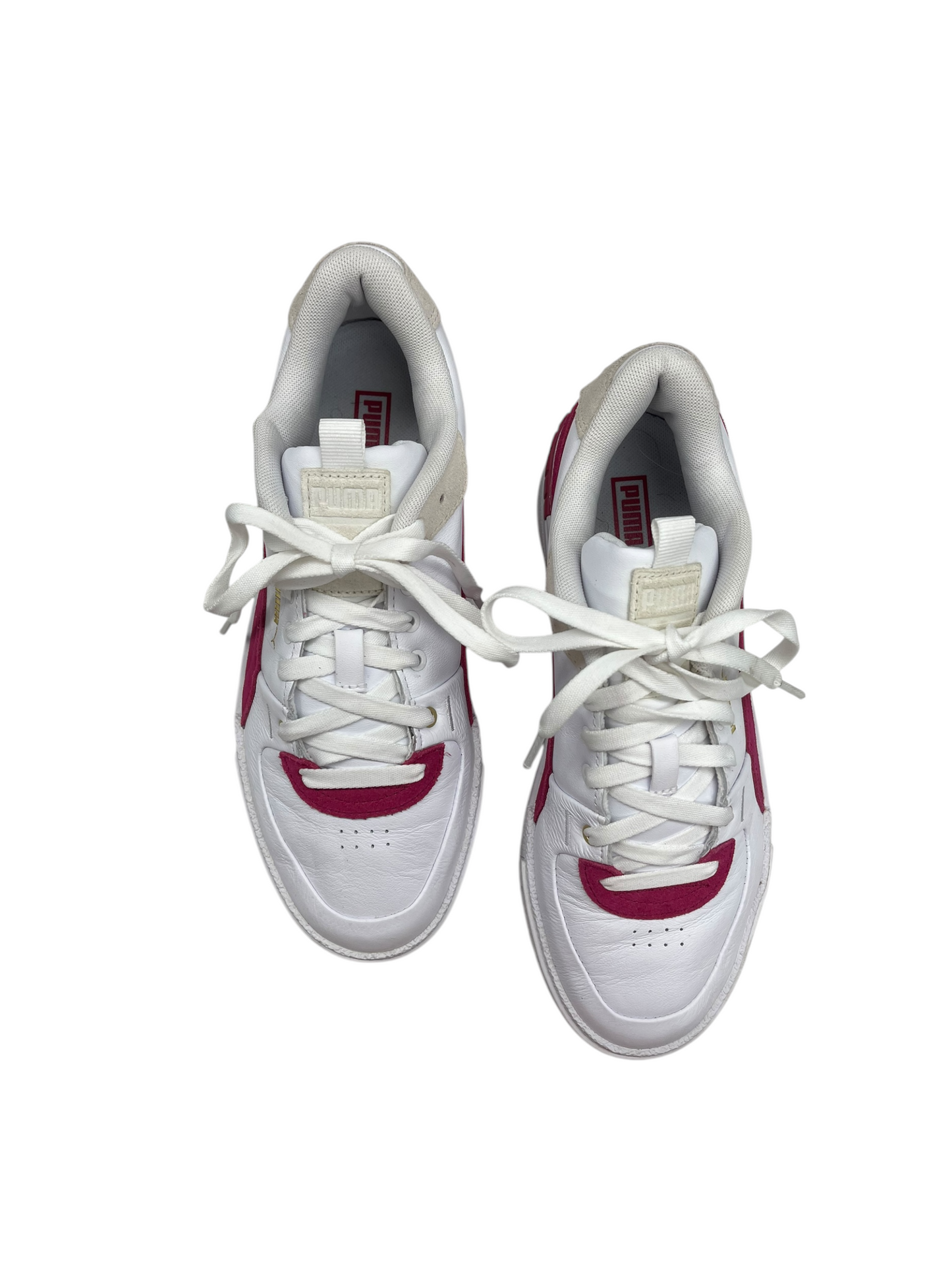 Shoes Sneakers By Puma In White & Pink, Size: 10