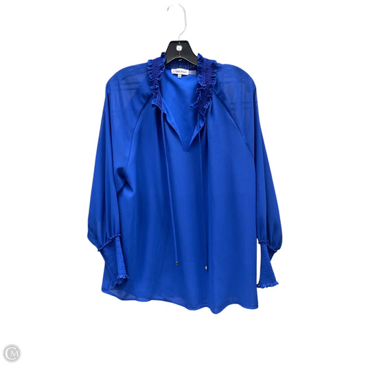 Top Long Sleeve By Calvin Klein In Blue, Size: L