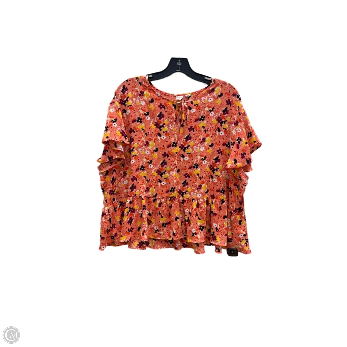 Top Short Sleeve By Gap In Orange & White, Size: Xxl