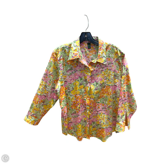Top Short Sleeve By Lauren By Ralph Lauren In Floral Print, Size: Xl