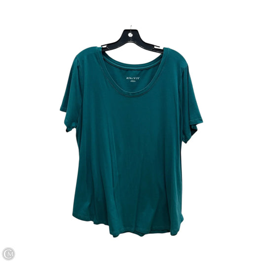 Top Short Sleeve Basic By Ava & Viv In Teal, Size: 1x