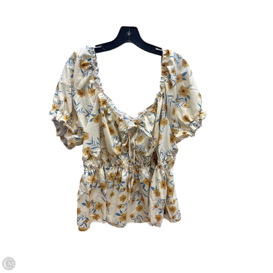 Top Short Sleeve By Shein In Floral Print, Size: 2x