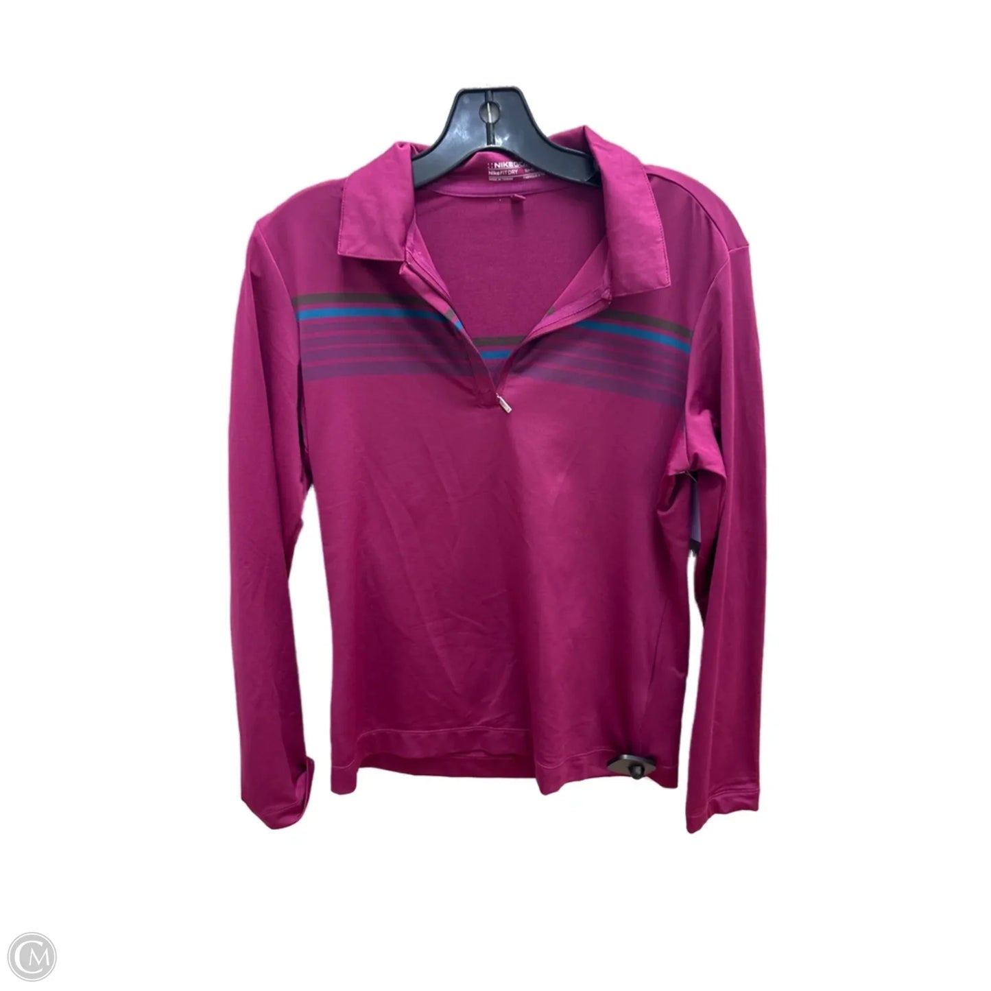 Athletic Top Long Sleeve Collar By Nike Apparel In Purple, Size: S