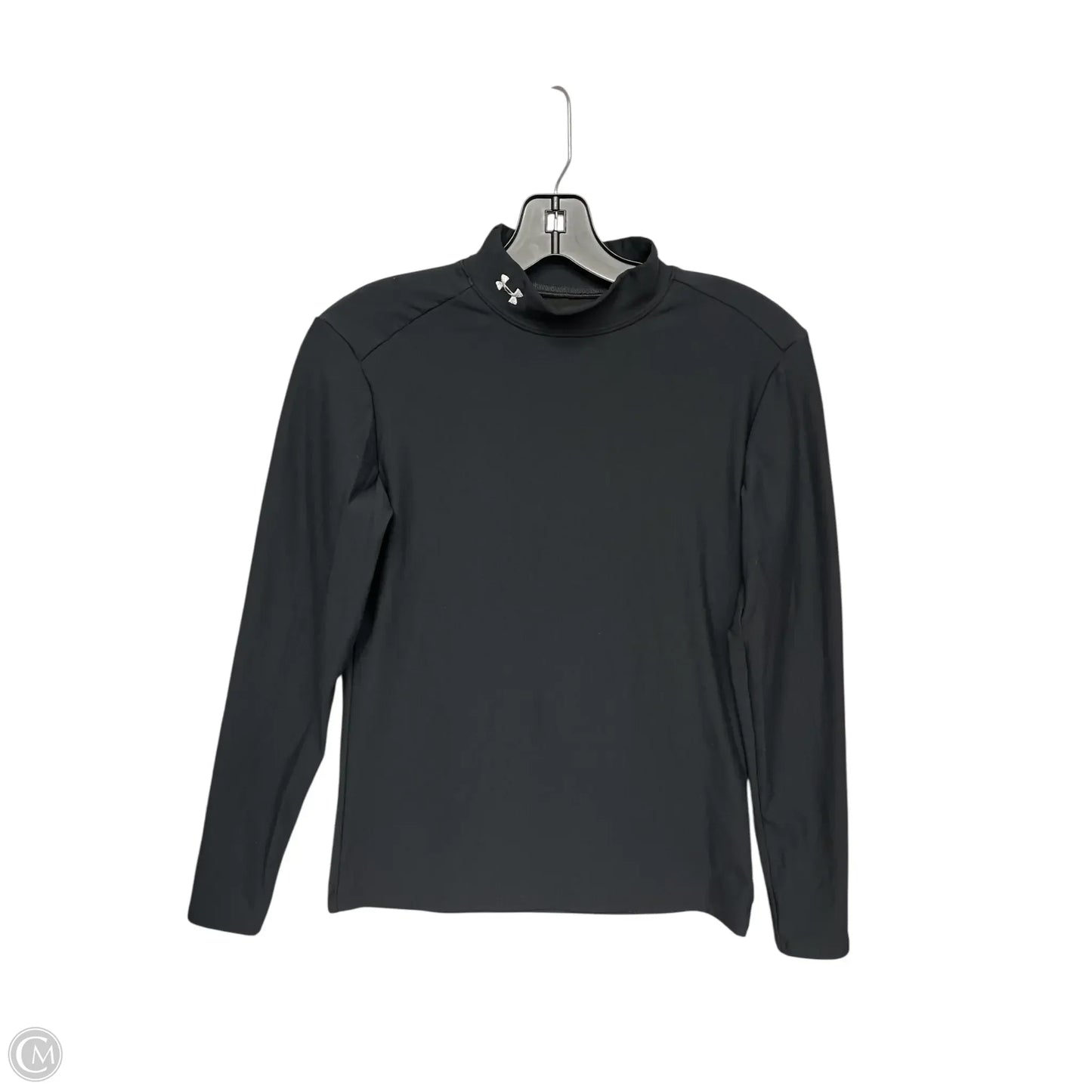 Athletic Top Long Sleeve Collar By Under Armour In Black, Size: L