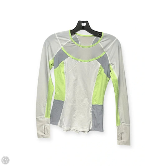 Athletic Top Long Sleeve Crewneck By Lululemon In White & Yellow, Size: 2