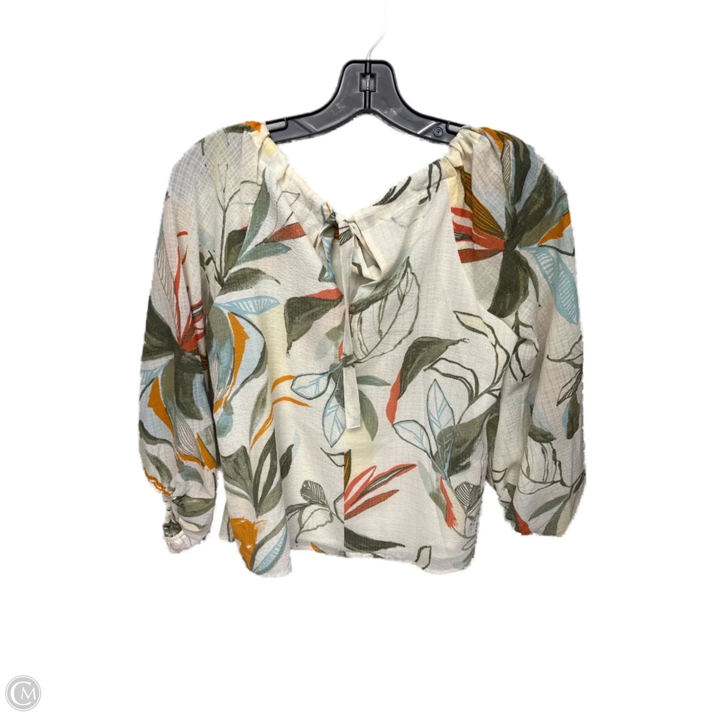 Top Long Sleeve By A New Day In Cream & Green, Size: Xs