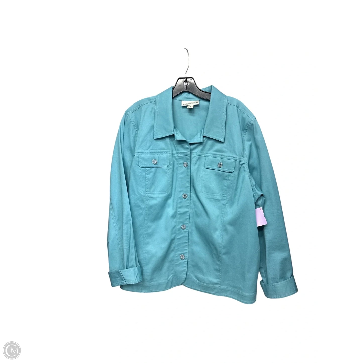 Jacket Denim By Clothes Mentor In Teal, Size: Xl